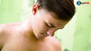 Teen boy cum spews from his cock